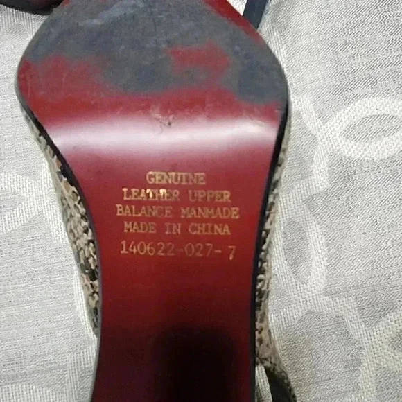 Colin Stuart Leather Snake Printed Sling Back Heels Size 7 - Picture 7 of 9